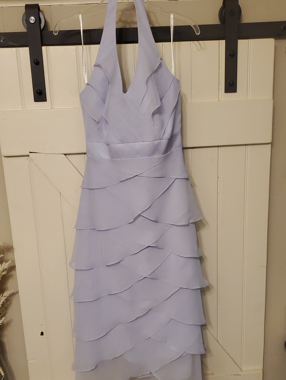 Halter Ruffle Midi Dress in Soft Lavender